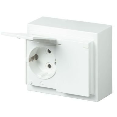 ABB 302ESW-84 Stikkontakt 2-veis, hvit, jordet, lokk