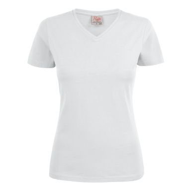 Printer Heavy V-neck Lady T-shirt Vit
