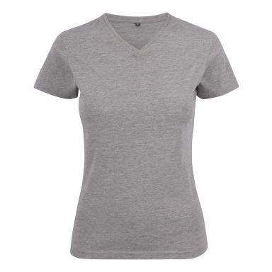 Printer Heavy V-neck Lady T-shirt Gråmelerad