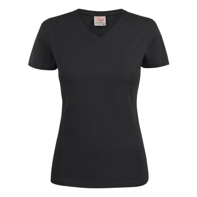 Printer Heavy V-neck Lady T-shirt Svart