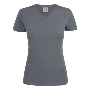 Printer Heavy V-neck Lady T-skjorte Stålgrå
