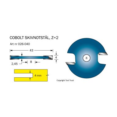 Cobolt 026-040 Notplate L=4 D=43 Z=2