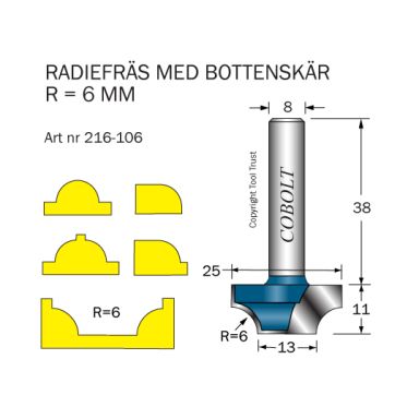 Cobolt 216-106 Radiusfres R=6 D=25/13 L=11