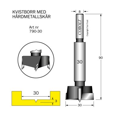 Cobolt 790-30 Kvistborr D=30 TL=90 S=8