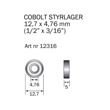 Cobolt 12316 Kullager 12,7 x 4,76 mm