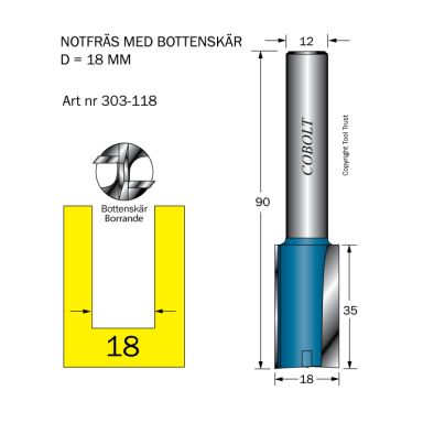 Cobolt 303-118 Notfräs D=18 L=35 TL=90 S=12