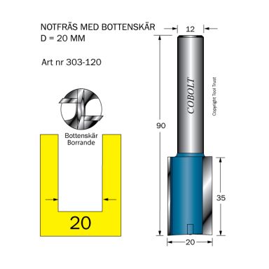 Cobolt 303-120 Notfräs D=20 L=35 TL=90 S=12