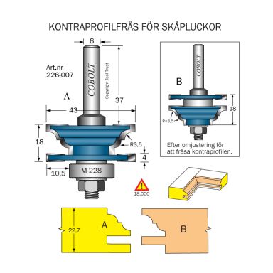 Cobolt 226-007 Kontraprofilfräs D=43 R=3,5 Not=4 L=22,7