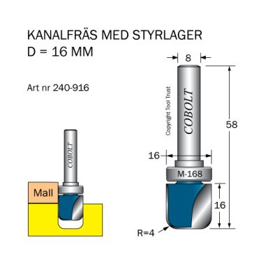 Cobolt 240-916 Kanalfres D=16 R=4 L=16