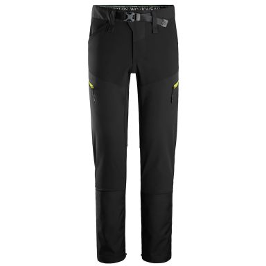 Snickers Workwear 6948-0467 FlexiWork Arbeidsbukse stretch. softshell, svart/gul