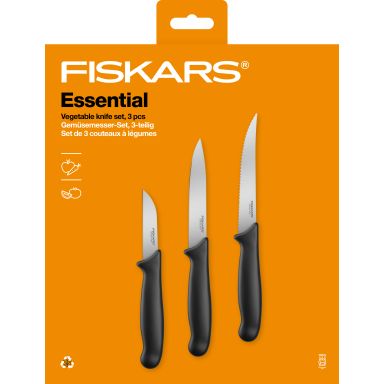 Fiskars Essential 1065584 Kniv sæt Vegetabilske knive, 3 dele