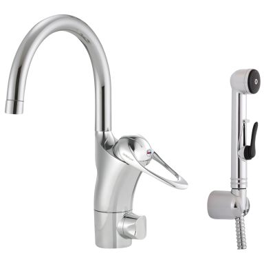 FM Mattsson 8058-6000 Tvättställsblandare ettgrepp, sidodusch, tvättmaskinavstängning