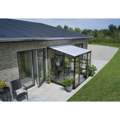 Halls Qube Lean-To 68 + F06448 Växthus med fundament, 5 m², svart