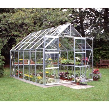 Halls Magnum 128 + SO1652 Växthus med fundament, 9,9 m², aluminium
