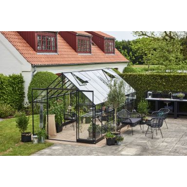 Halls Qube+ 816 + F06445 Växthus med fundament, 13 m², svart