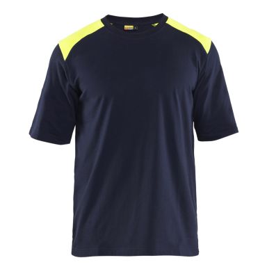 Blåkläder 347617378933XS T-paita tummansininen/keltainen, palosuojattu