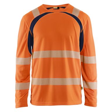 Blåkläder 359910135389XS Pitkähihainen T-paita huomioväri, oranssi/tummansininen