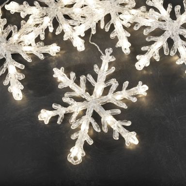 Konstsmide 4860-103 Ljusslinga snöflinga, 60 varmvita LED