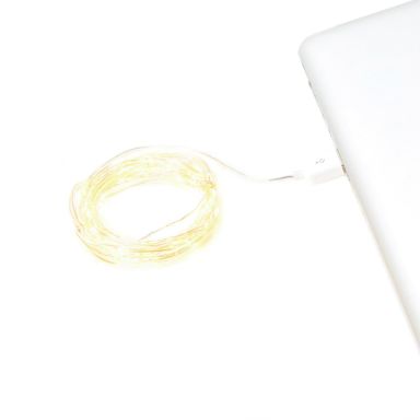Konstsmide 1770-890 Microljusslinga 50 LED, USB, amber, silverkabel