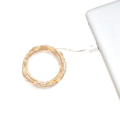 Konstsmide 1771-890 Microljusslinga 50 LED, USB, amber, silverkabel