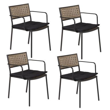 Venture Home Paola 1511-2038 Karmstol 4-pack, natur/svart