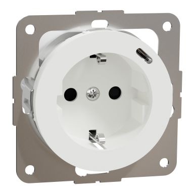 Elko EKO50091 Vegguttak med USB, 1-veis, jordet, hurtigtilkobling