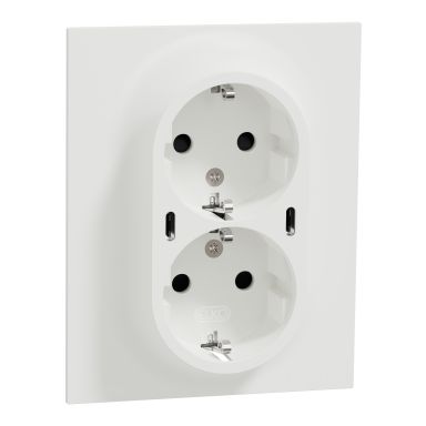 Elko EKO50093 Vegguttak med USB, 2-veis, jordet, skrutilkobling