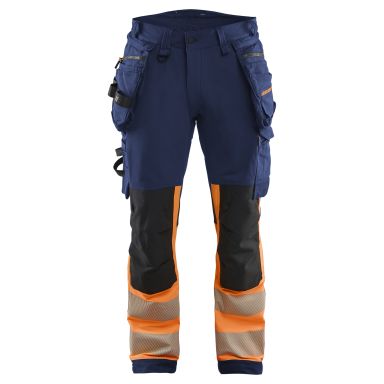 Blåkläder 112516488953C44 Arbeidsbukse varsling, marineblå/oransje