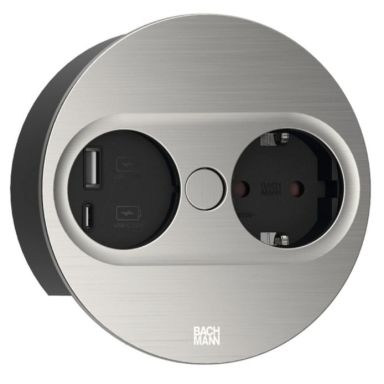 Rutab 946.004 Pistorasia pyöreä, USB A/C, irrotettava kansi