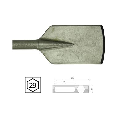 HiKOKI 66751525 Asfaltmejsel 28 mm Hex, 125x500 mm