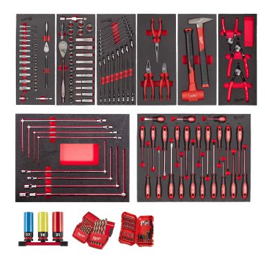 Milwaukee 4932499474 Käsityökalusarja 172 osaa, vaahtomuovialustalla autoalalle