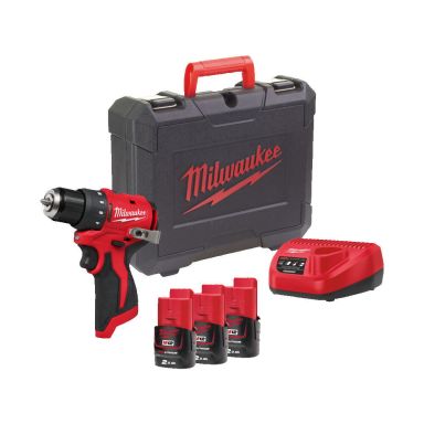 Milwaukee M12 BLDDRC-203C Akkuporakone akkujen ja laturin kanssa