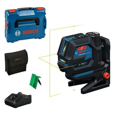 Bosch GCL 12V-50-22 CG Kombilaser grønn, med batterier og roterende feste