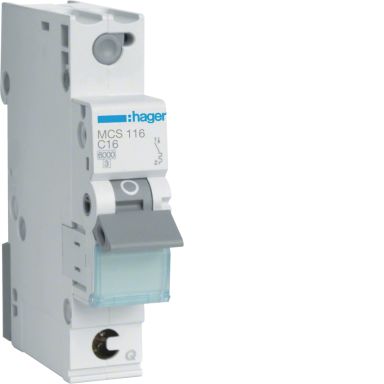 Hager MCS116 Miniatyrbryter 1-polet, 6 kA, C-karakteristikk