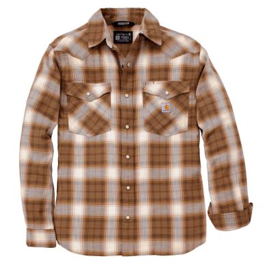 Carhartt 107016BRN-M Skjorte Plaggvasket og med ekstra bevegelighet