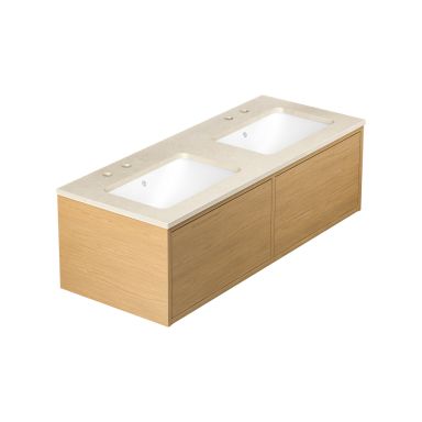 Gustavsberg Ducentic GB71DCVU12ARCC2200 Allaskaappi 120 cm, vaalea tammi/beige kivi, 2 pesuallasta