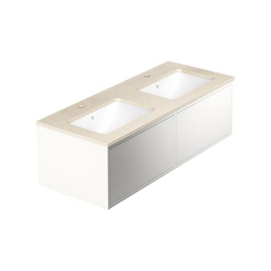 Gustavsberg Ducentic GB71DCVU12DHCC2100 Allaskaappi 120 cm, valkoinen/beige kivi, 2 pesuallasta