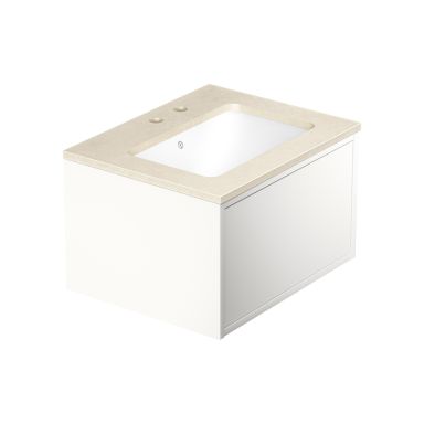 Gustavsberg Ducentic GB71DCVU60DHCC1200 Kommode 60 cm, hvit/beige stein, 2 blandebatterihull