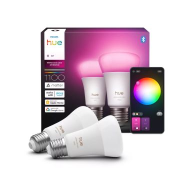 Philips Hue Huewca 929003853502 Lyskilde E27, 8,1W, 1100 lm, RGBW, 2-pak