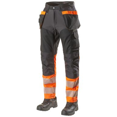 L.Brador 1074PB Arbetsbyxa svart/hi-vis orange, klass 1