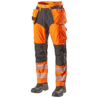 L.Brador 1075PB Arbetsbyxa svart/hi-vis orange, klass 2