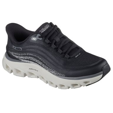 Skechers Glide Step Wave Zanaro Arbejdssko sort, håndfri slip-in, massiv leder