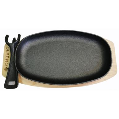Omberg OMB-K00270 Gjutjärnspanna med träunderlägg, oval