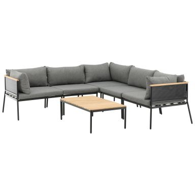 Venture Home Nettan 1501-408 Loungeset soffa, bord, svart/grått/natur