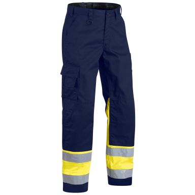 Blåkläder 156418118933C48 Synlighetsbukse uten spikerlommer, marineblå/varselgul