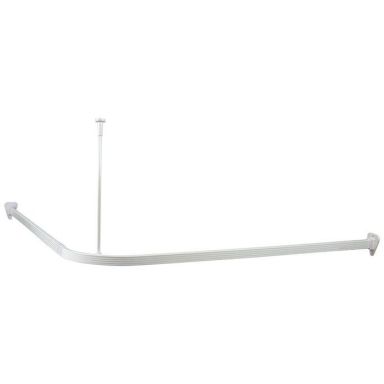 Arrow Safir Dusjforhengsstang vit, med takfeste, L-vinklet, for badekar