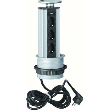 Hager G7043LED Bordsmodul 3 jordade uttag, LED