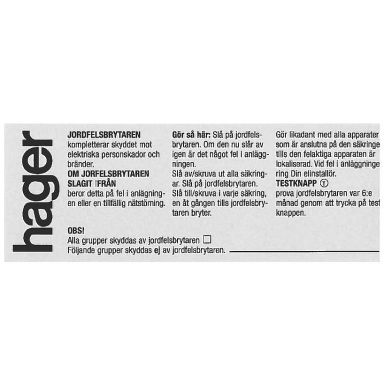 Hager CZ010 Skylt självhäftande, 10-pack