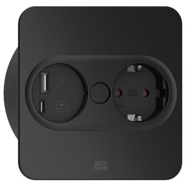 Rutab 946.105 Stikkontakt firkant, USB A/C, avtakbart lokk