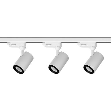 Designlight Tracky One P-807MW Spotlight 3 vita spotlights, ändstycke, skena